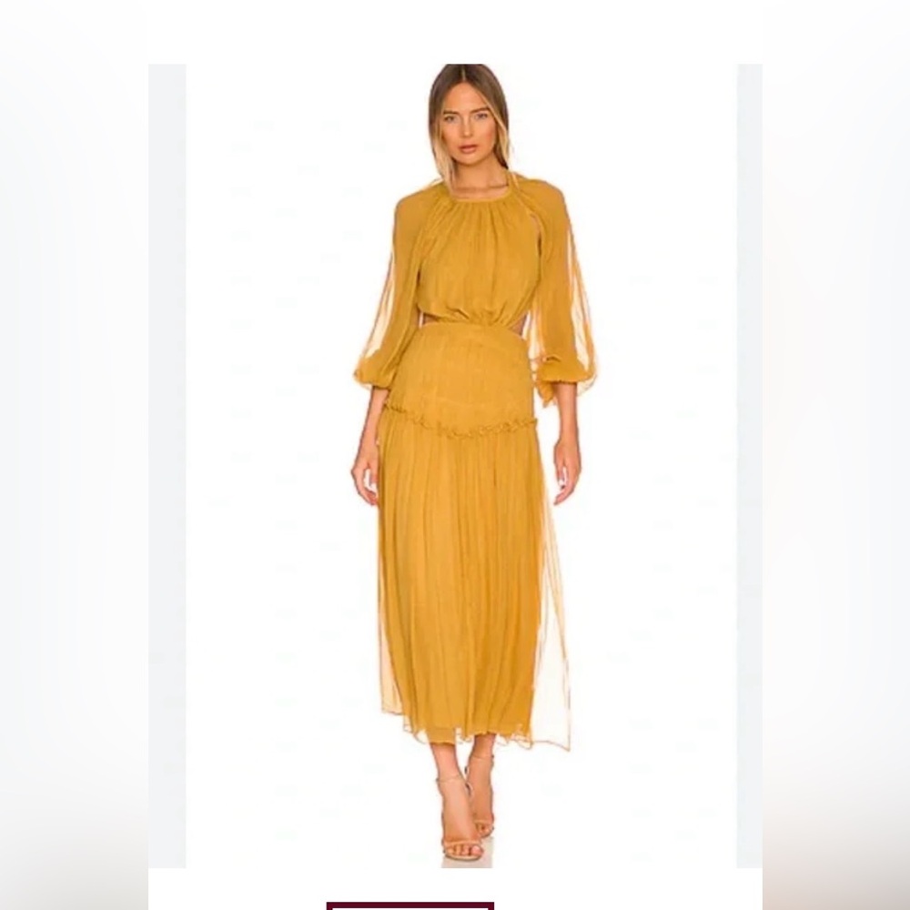 Shona Joy Iris Long Sleeve Open Back Dress - Saffron